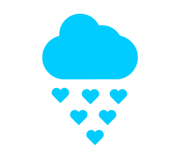 Wolke mit Herzen Bügelbild